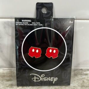 Mickey Mouse Pants ShortsStud Earrings Enamel Red & Gold Unopened Disney °O° NEW